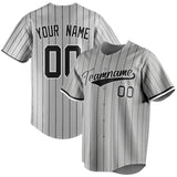 Custom Gray & Black Black Pinstripe Fan Baseball Jersey BB01240529JZ162