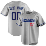 Custom Gray & Royal Color Fan Baseball Jersey