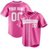 Custom Pink & White Color Fan Baseball Jersey