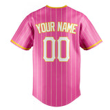 Custom Pink & White Cream Pinstripe Fan Baseball Jersey BB01240529WX402