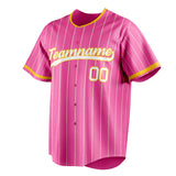 Custom Pink & White Cream Pinstripe Fan Baseball Jersey BB01240529WX402