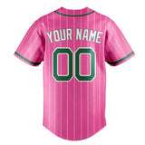 Custom Pink & Green Cream Pinstripe Fan Baseball Jersey BB01240529WX404