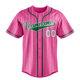 Custom Pink & Green Cream Pinstripe Fan Baseball Jersey BB01240529WX404