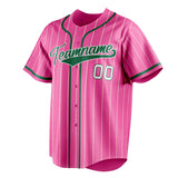 Custom Pink & Green Cream Pinstripe Fan Baseball Jersey BB01240529WX404