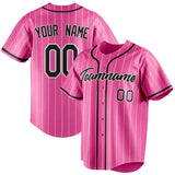 Custom Pink & Black Cream Pinstripe Fan Baseball Jersey BB01240529WX405