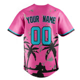 Custom Pink & Black 3D Miami Palm Trees Fan Baseball Jersey BB01240529WX408