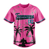 Custom Pink & Black 3D Miami Palm Trees Fan Baseball Jersey BB01240529WX408