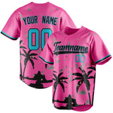 Custom Pink & Black 3D Miami Palm Trees Fan Baseball Jersey