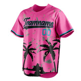 Custom Pink & Black 3D Miami Palm Trees Fan Baseball Jersey BB01240529WX408