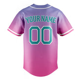 Custom Pink & Teal Pink Blue Gradient Fan Baseball Jersey BB01240529WX410