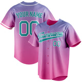 Custom Pink & Teal Pink Blue Gradient Fan Baseball Jersey