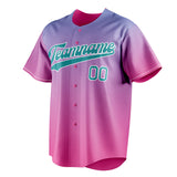 Custom Pink & Teal Pink Blue Gradient Fan Baseball Jersey BB01240529WX410