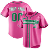 Custom Pink & Kelly Green Color Fan Baseball Jersey