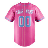 Custom Pink & Light Blue Cream Pinstripe Fan Baseball Jersey BB01240529WX413