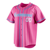 Custom Pink & Light Blue Cream Pinstripe Fan Baseball Jersey BB01240529WX413