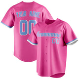 Custom Pink & Light Blue Color Fan Baseball Jersey