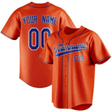 Custom Orange & Royal Color Fan Baseball Jersey