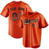 Custom Orange & Black Vintage USA Flag Fan Baseball Jersey