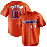 Custom Orange & Royal Color Fan Baseball Jersey