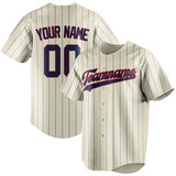 Custom Cream & Navy Navy Pinstripe Fan Baseball Jersey BB01240529YX200