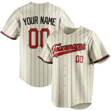 Custom Cream & Red Color Fan Baseball Jersey