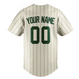 Custom Cream & Green Gray Pinstripe Fan Baseball Jersey BB01240529YX203