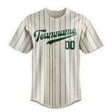 Custom Cream & Green Gray Pinstripe Fan Baseball Jersey BB01240529YX203