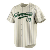 Custom Cream & Green Gray Pinstripe Fan Baseball Jersey BB01240529YX203