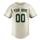 Custom Cream & Green Gray Pinstripe Fan Baseball Jersey BB01240529YX205