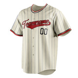 Custom Cream & Red Black Pinstripe Fan Baseball Jersey BB01240529YX206