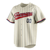 Custom Cream & Red Navy Pinstripe Fan Baseball Jersey BB01240529YX207