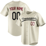 Custom Cream & Black Color Fan Baseball Jersey