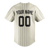 Custom Cream & Black Black Pinstripe Fan Baseball Jersey BB01240529YX211