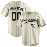 Custom Cream & Black Black Pinstripe Fan Baseball Jersey