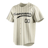 Custom Cream & Black Black Pinstripe Fan Baseball Jersey BB01240529YX211