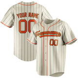 Custom Cream & Orange Navy Pinstripe Fan Baseball Jersey