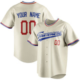 Custom Cream & Royal Color Fan Baseball Jersey