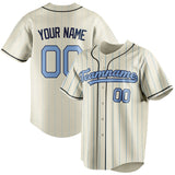 Custom Cream & Light Blue Light Blue Pinstripe Fan Baseball Jersey