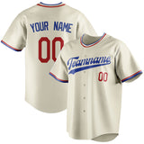 Custom Cream & Royal Color Fan Baseball Jersey