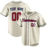 Custom Cream & Red Color Fan Baseball Jersey