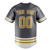 Custom Steel Gray & Old Gold Double Stripe Fan Baseball Jersey BB01240530CK283