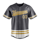 Custom Steel Gray & Old Gold Double Stripe Fan Baseball Jersey BB01240530CK283