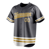 Custom Steel Gray & Old Gold Double Stripe Fan Baseball Jersey BB01240530CK283