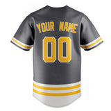 Custom Steel Gray & Gold Double Stripe Fan Baseball Jersey BB01240530CK284