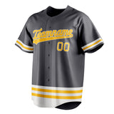 Custom Steel Gray & Gold Double Stripe Fan Baseball Jersey BB01240530CK284