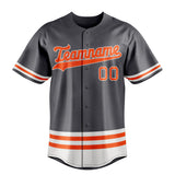 Custom Steel Gray & Orange Double Stripe Fan Baseball Jersey BB01240530CK285