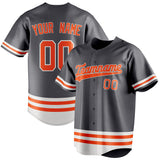 Custom Steel Gray & Orange Double Stripe Fan Baseball Jersey