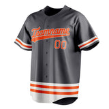 Custom Steel Gray & Orange Double Stripe Fan Baseball Jersey BB01240530CK285