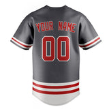 Custom Steel Gray & Red Double Stripe Fan Baseball Jersey BB01240530CK286