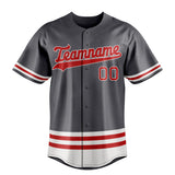 Custom Steel Gray & Red Double Stripe Fan Baseball Jersey BB01240530CK286